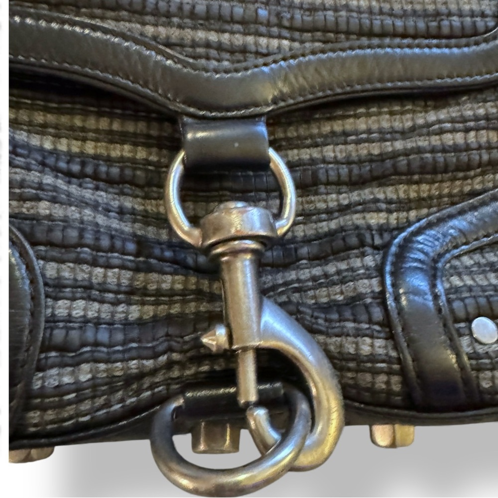 Rebecca Minkoff Mac Bombe Black Grey Tweed Crossbody Shoulder Bag / Clutch - Picture 5 of 10